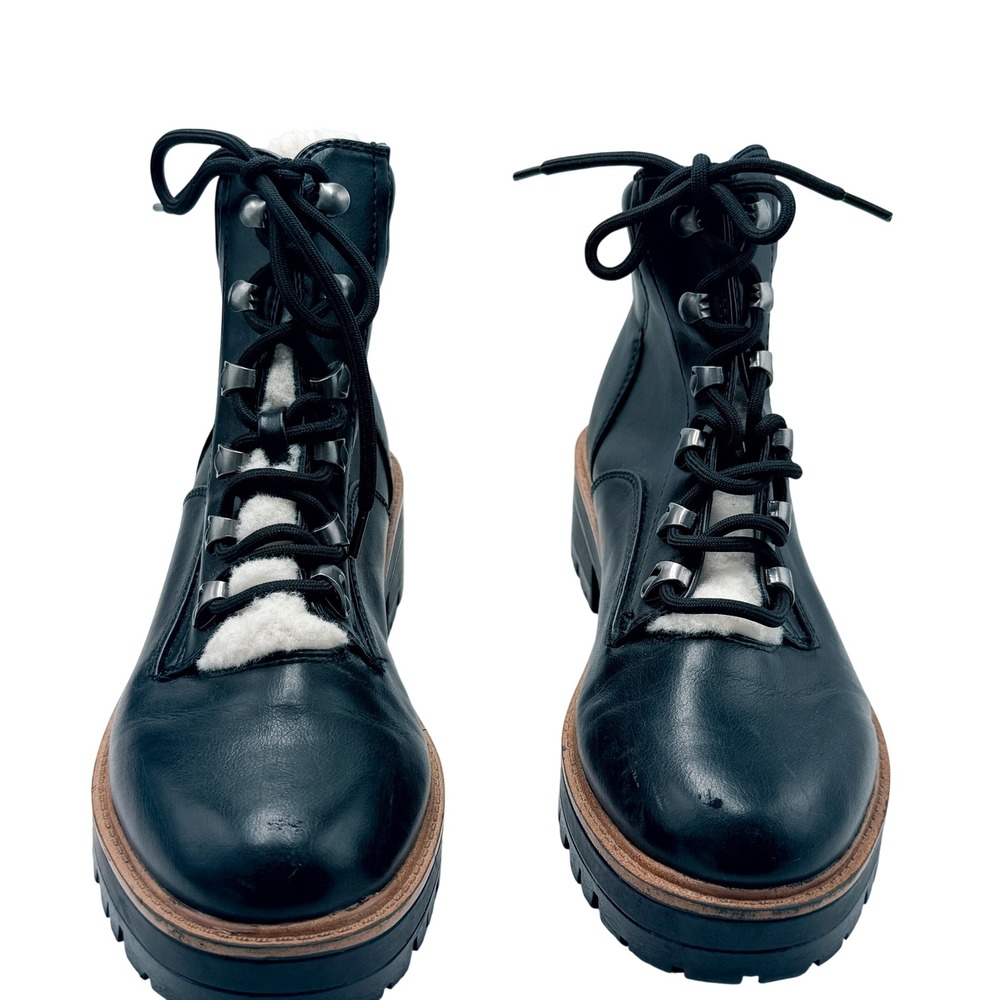 Indigo Rd Irindiran Women's 8.5 M Black Faux Fur Lace Up Combat Boots